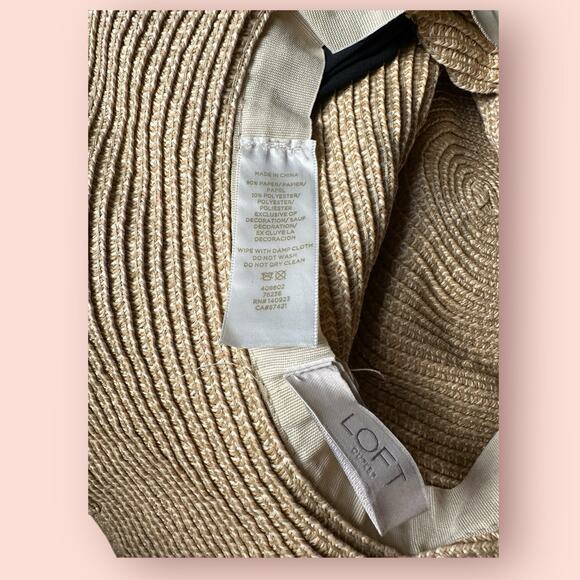 Loft Straw Floppy Hat Black Ribbon Sun Hat Beachy Wide Brim - Picture 3 of 3